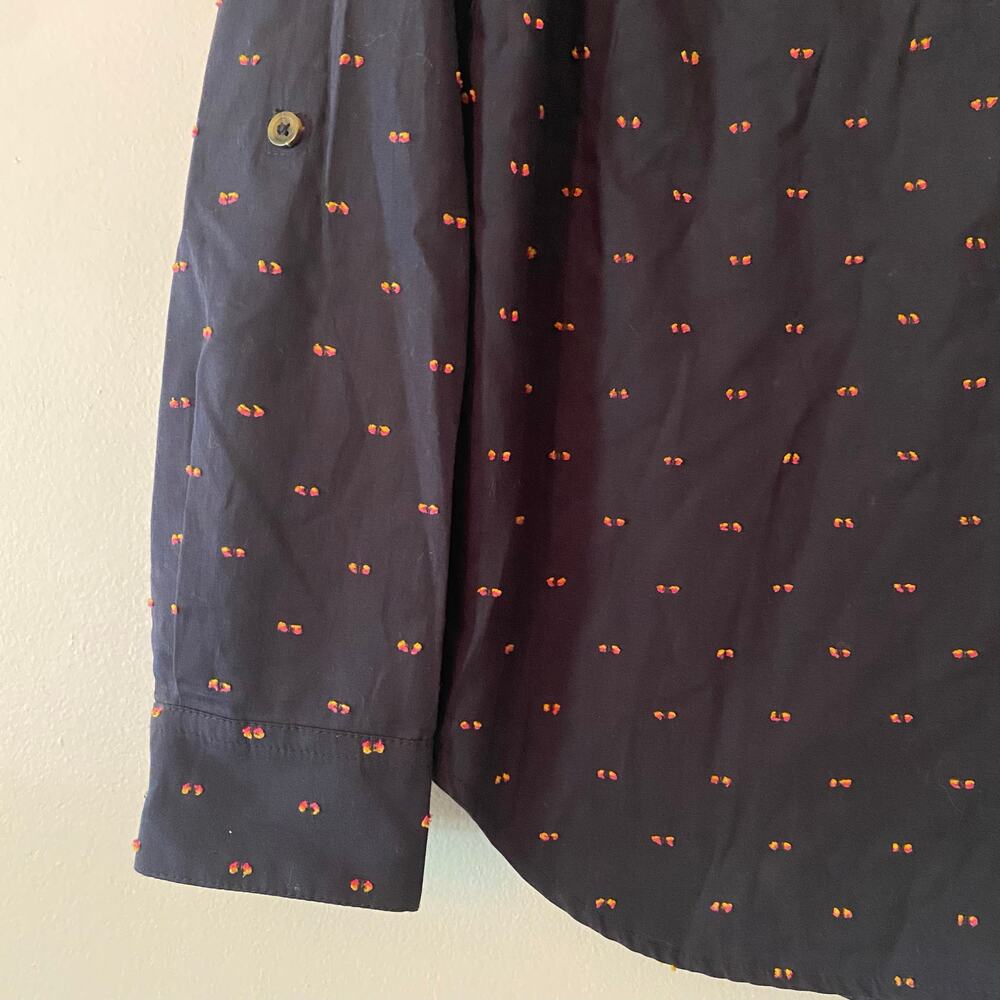 Maeve Anthropologie Navy Blue Polka Dot Button Down Shirt Preppy Women's size 4 - Picture 4 of 12